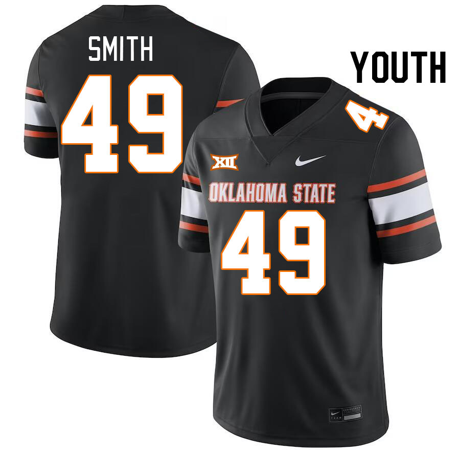 Youth #49 Evan Smith Oklahoma State Cowboys College Football Jerseys Stitched-Black